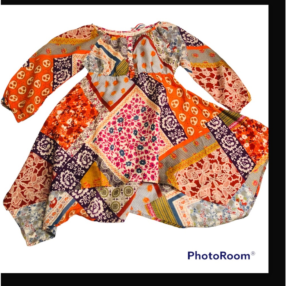 Mimi & Maggie Multi Print Florals Handkerchief Patchwork Dress  Size 4